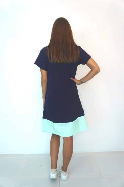 Dress The R Anywhere Dress - Perfect Navy, Aqua Colour Block dubai outfit dress brunch fashion mums